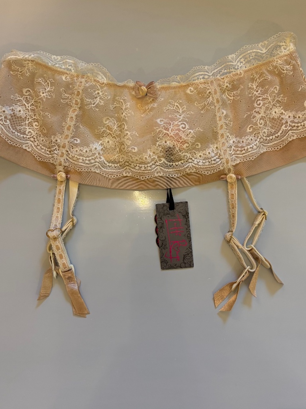 NWT Tutti Rouge Jessica Suspender Garter Belt Ivory Size M Lace Coquette Bridal
